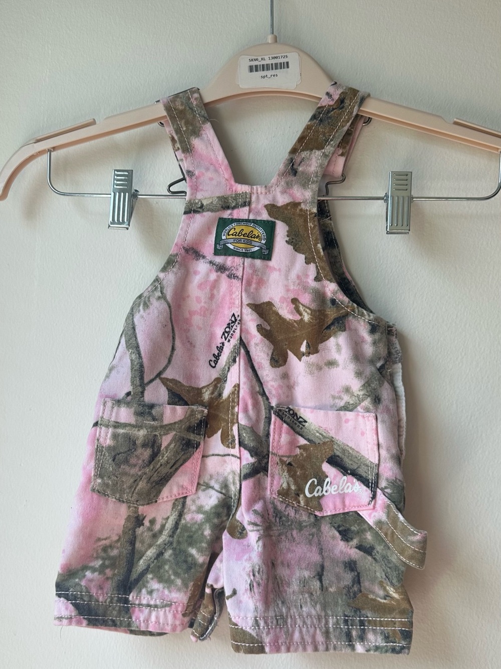 6-12M Cabela's Baby Denim Pink Camo Hunting Overalls